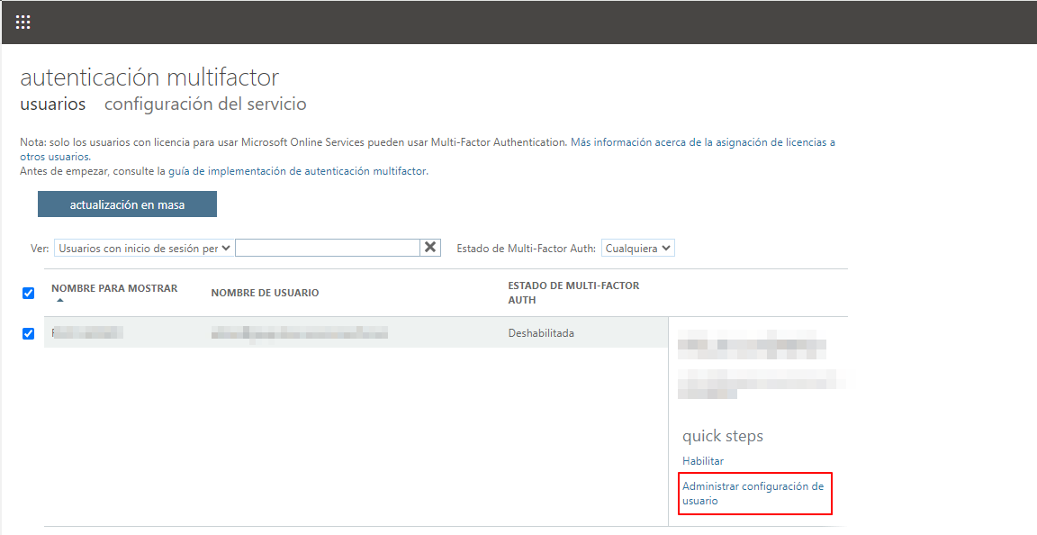 restablecer la doble autenticación en Exchange