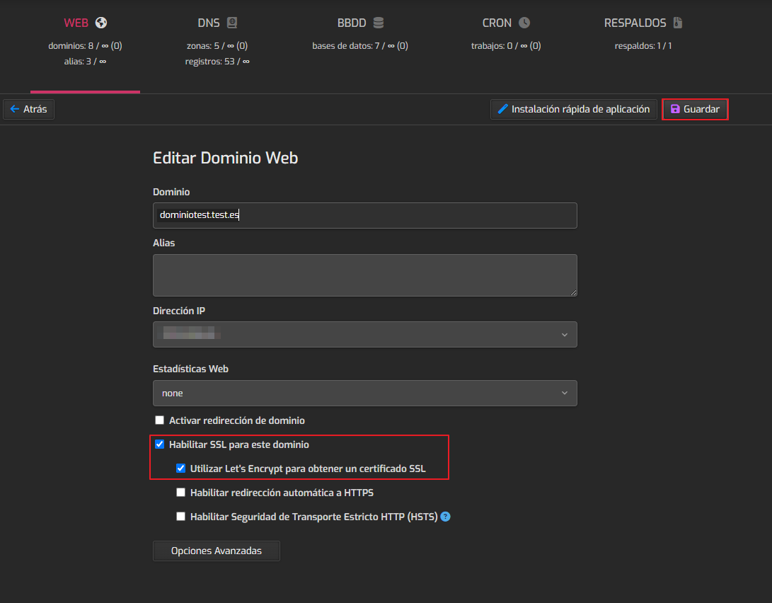 Activar SSL en HestiaCP con Let's Encrypt 2