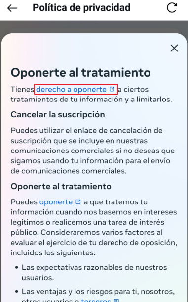 derecho oponerse ig