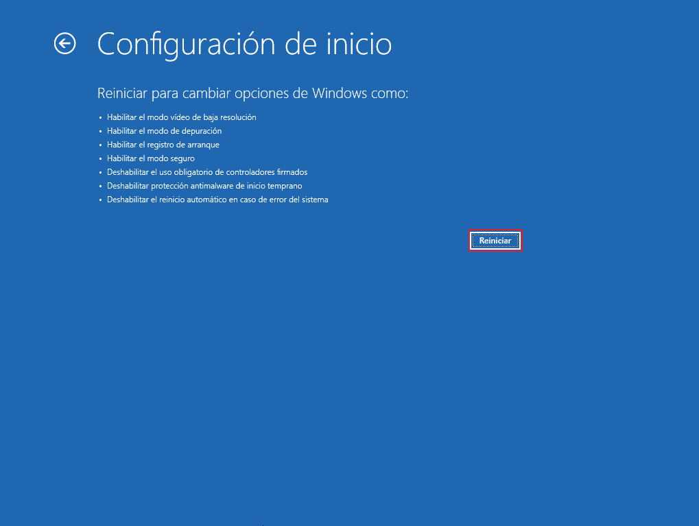 Iniciar Windows en Modo Seguro Opciones 2