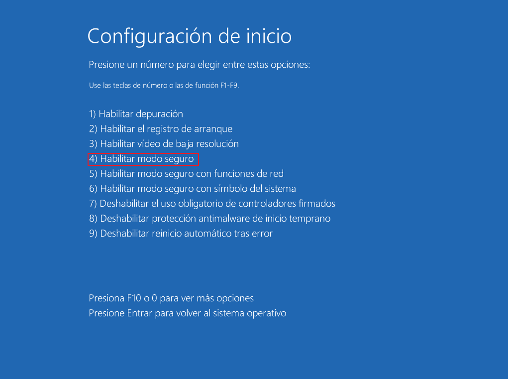 Iniciar Windows en Modo Seguro Selector
