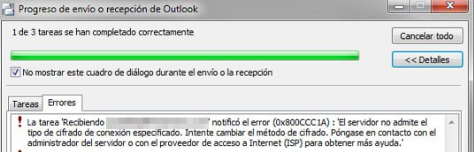 Solucionar error 0x800ccc1a