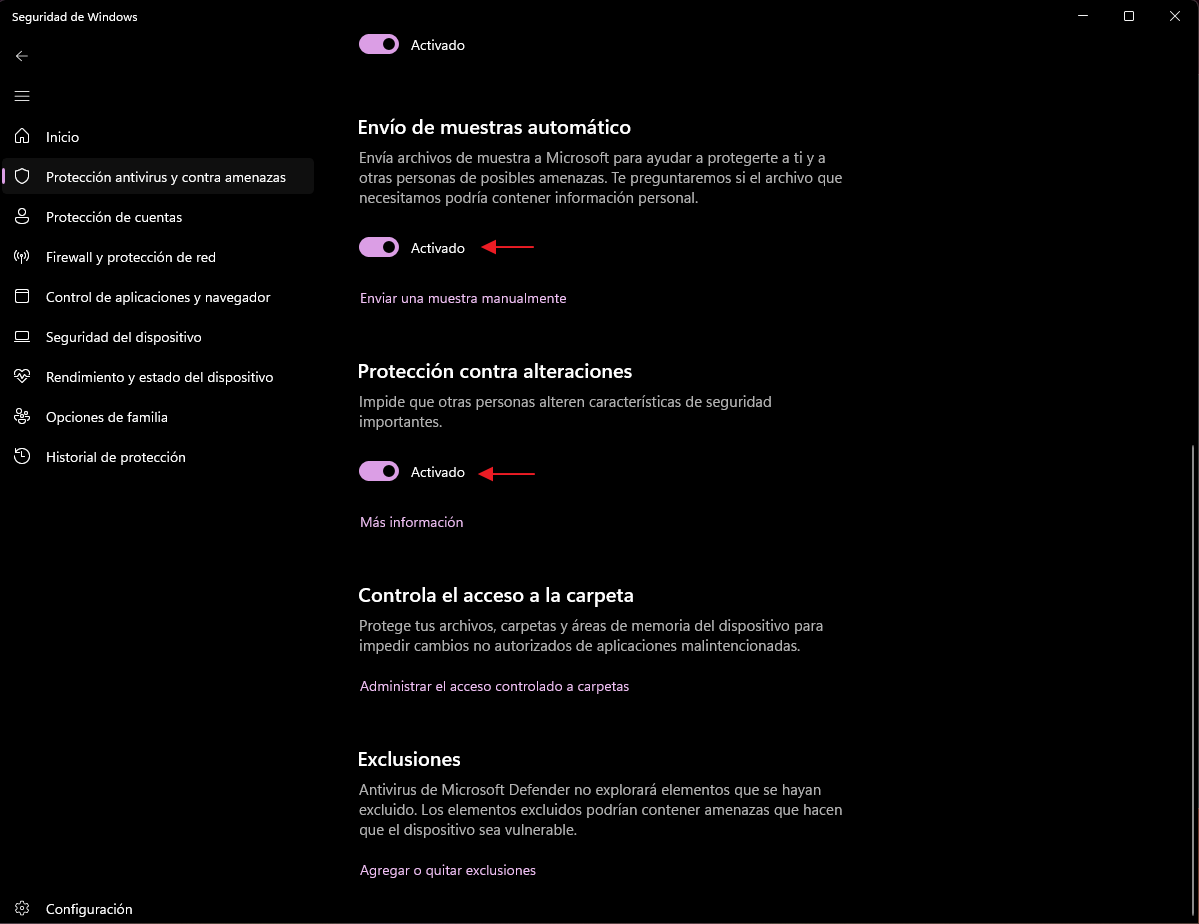 Desactivar la protección de Windows Defender - Desactivando apartado 2