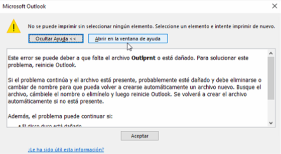 Solución al error Outlprnt en Outlook error concreto