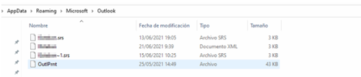Solución al error Outlprnt en Outlook archivo para bak