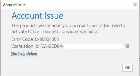 Error de Office en escenarios de equipos error en inglés