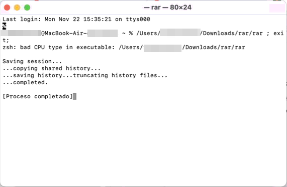Desarrollador no identificado instalación de WinRAR