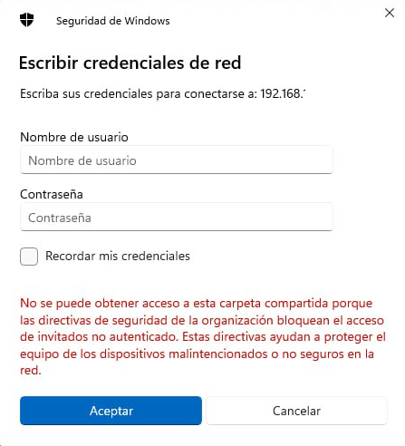 Bloqueo de acceso a usuarios no autenticados error en si