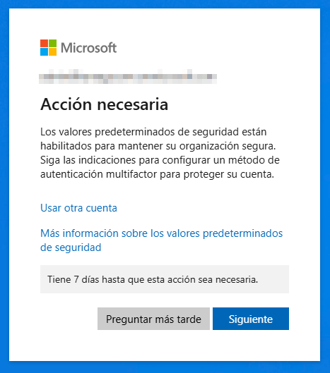 desactivar el 2fa en exchange online mensaje 2fa