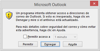 Programa intenta obtener acceso en Outlook