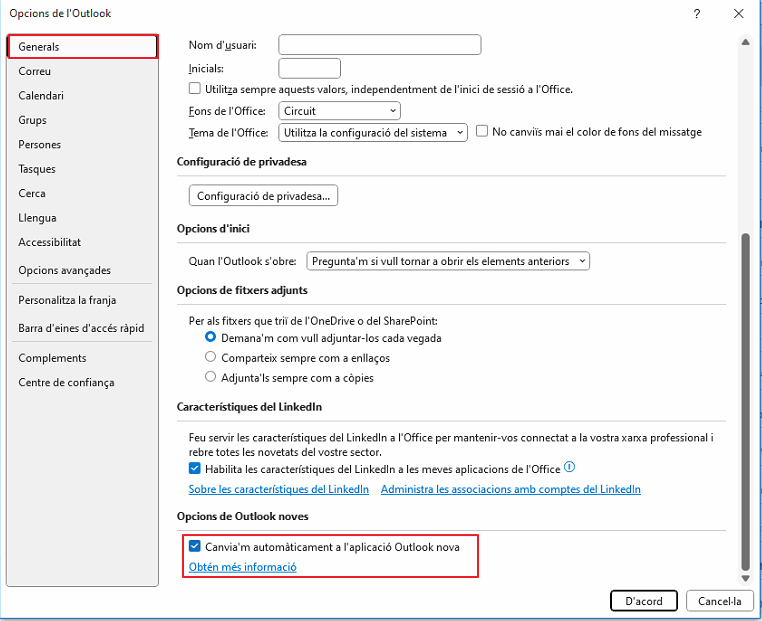 Outlook nuevo: Cómo evitar que se abra automáticamente quitar el check
